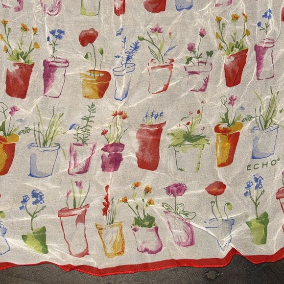 Vintage Silk Scarf Flowers in Flower Pots Gardening Theme by ECHO - Picture 7 of 12